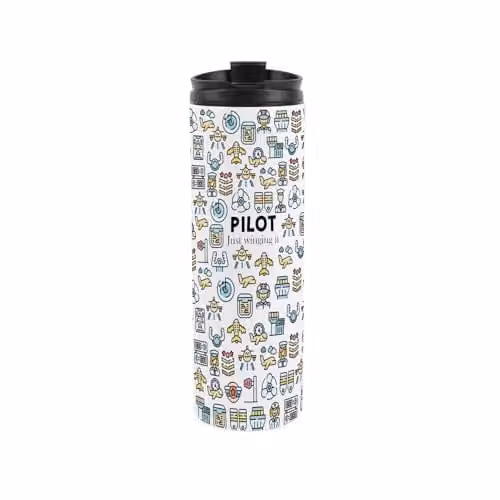 Purely Home Pilot Travel Mug, Multicoloured Reusable Stainless Steel Vacuum-Sealed Flask, 500ml
