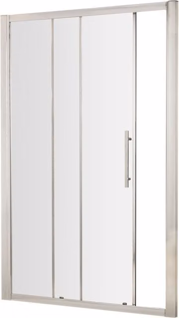 Balterley Sonic Single Sliding Shower Door with 8mm Glass, Silver and Chrome, Width: 140 cm