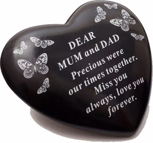 David Fischhoff Black and White Butterfly Heart Graveside Memorial Plaque Ornament – 2