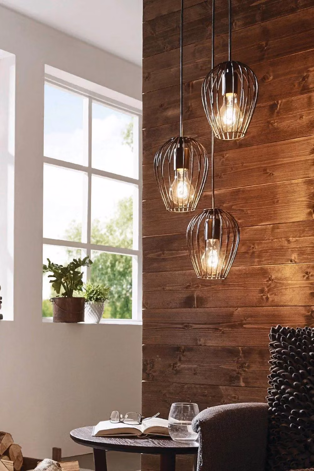 Eglo Newtown 3-Light Metal Cluster Pendant Light in Black – 2
