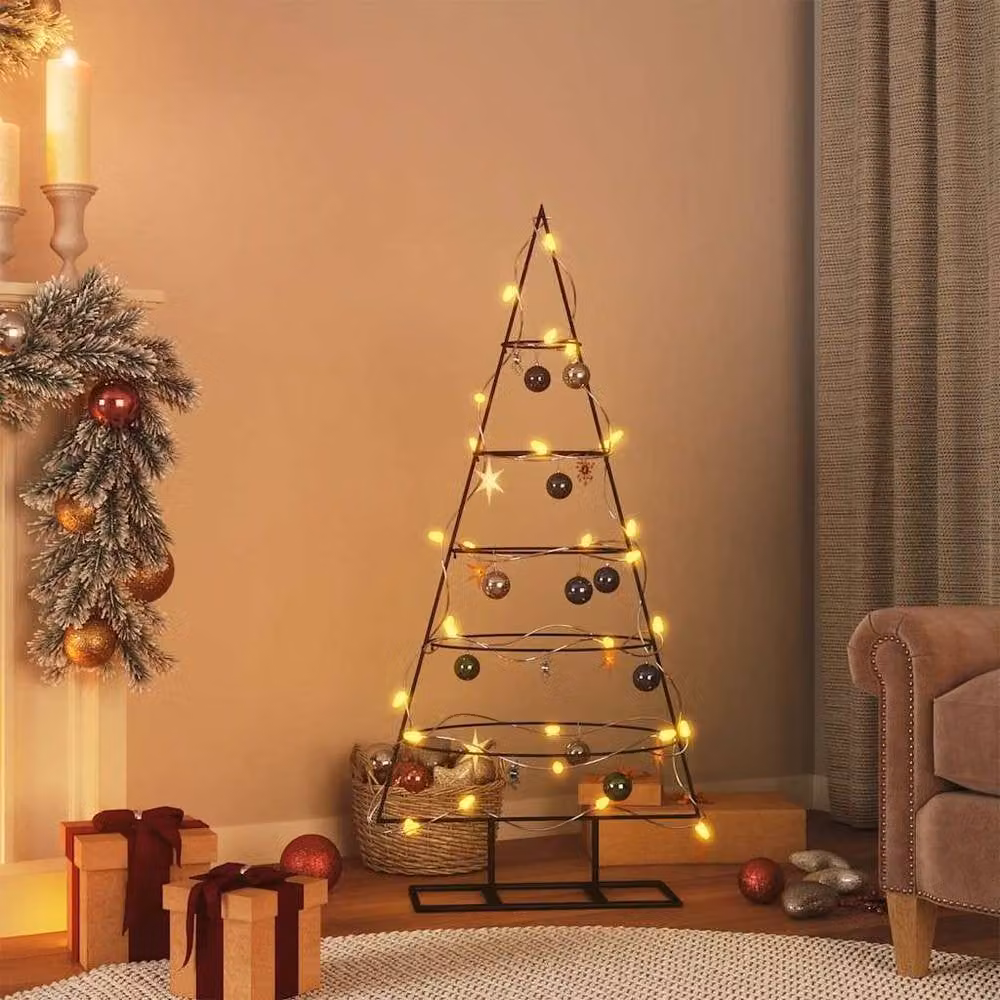 Berkfield Home Metal Christmas Tree Decoration in Black, Height: 125 cm – 2