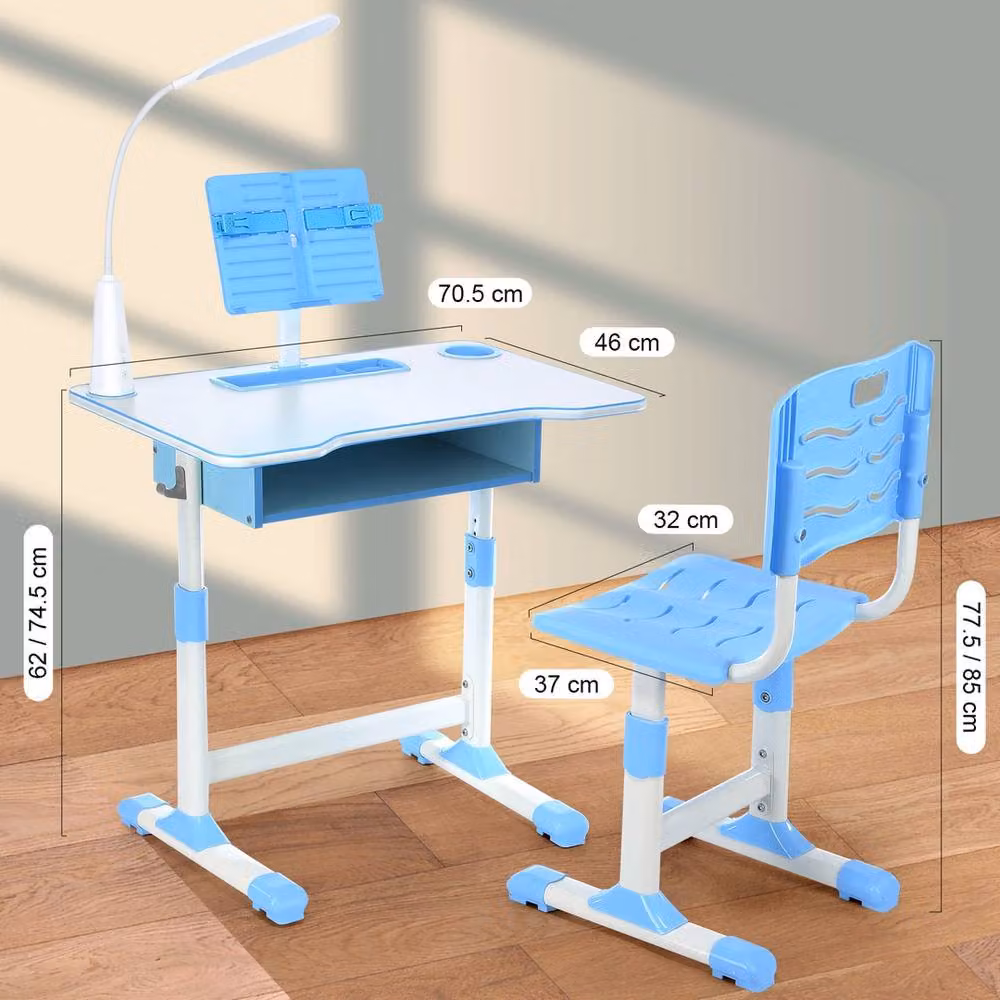 VOGREX Blue Height Adjustable Kids Study Desk and Chair Set – 2