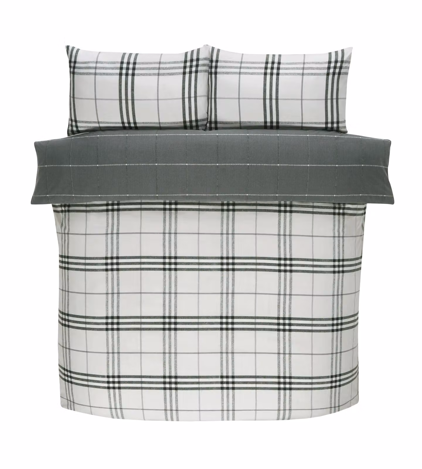 Rapport Home Harris Check Microfibre Duvet Cover Set and Pillowcase in Grey and Blue, Duvet Cover: 180 x 200 cm, Pillowcase: 50 x 75 cm – 3