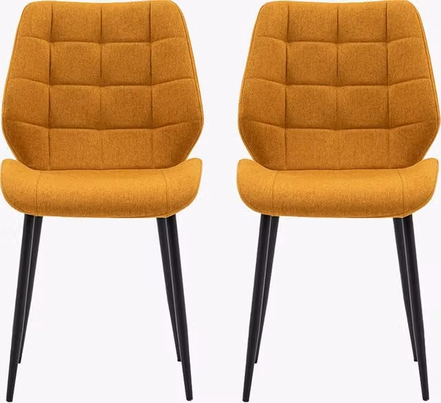 Perch & Parrow Hallen Dining Chairs in Yellow Fabric, Set of 2