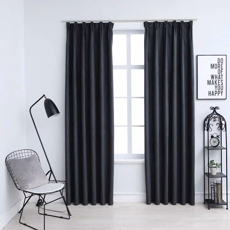 Berkfield Home Elegant Blackout Curtains with Hooks, 2 Pack, Anthracite Grey, W: 140 cm, H: 245 cm