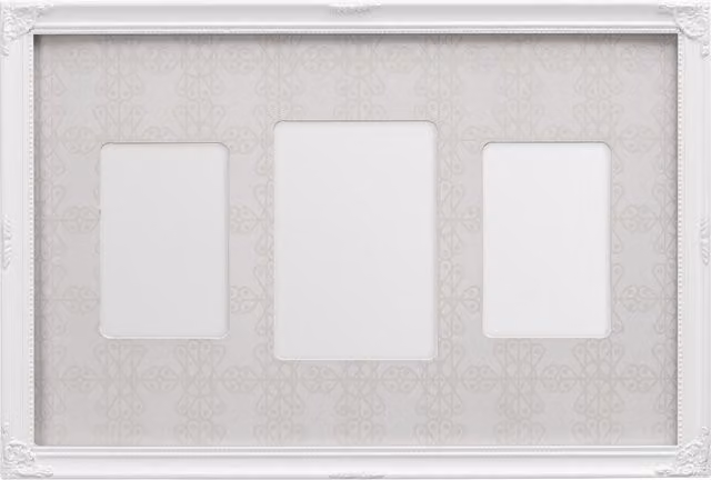 Orsina Multi Photo Frame for 3 Pictures, White or Pink, Modern Rectangular Wall Hanging Frame