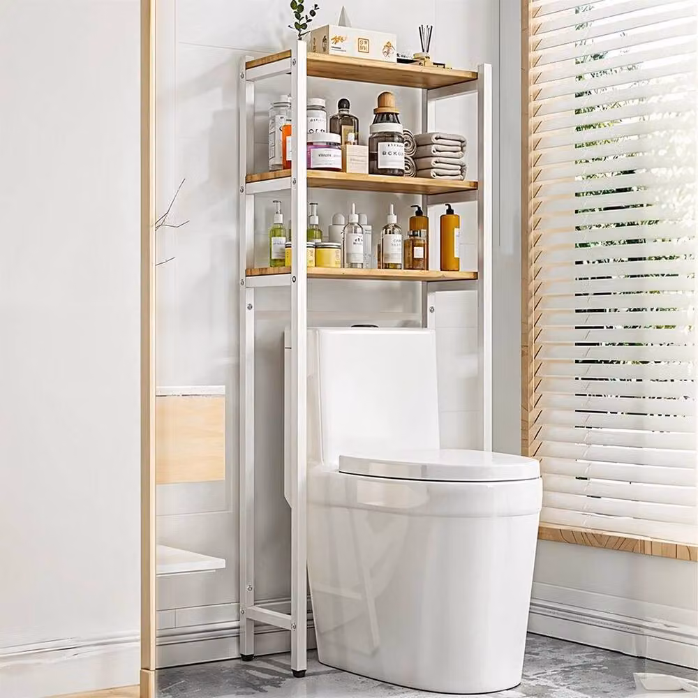 EONLION White Metal Over The Toilet Bathroom Organizer and Freestanding Toilet Rack – 4