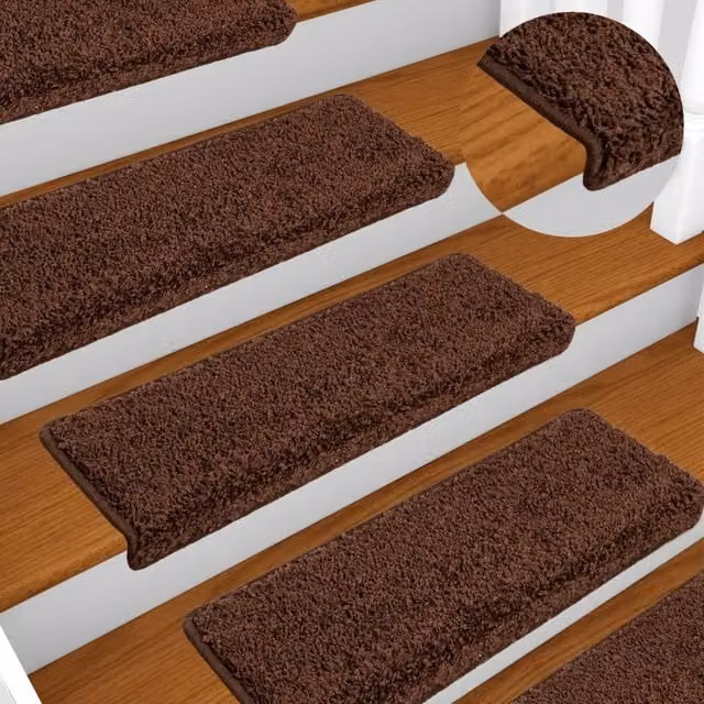 Berkfield Home Self-Adhesive Non-Slip Stair Mats, 10 Pack, Brown, W/D/H: 65 x 21 x 4 cm – 1