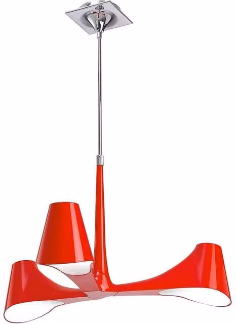 Netlighting Ora Telescopic Convertible Semi Flush 3 Light E27 Ceiling Lamp in Red and Chrome – 1