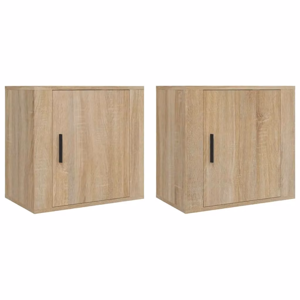 Berkfield Home Wall-mounted Bedside Cabinets, 2 Pack, Sonoma Oak, Brown, W: 50 cm, D: 30 cm, H: 47 cm