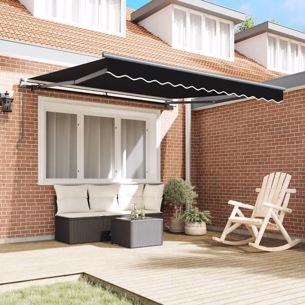 Berkfield Home Manual Retractable Folding Arm Awning in Black, W: 300 cm, D: 250 cm – 3