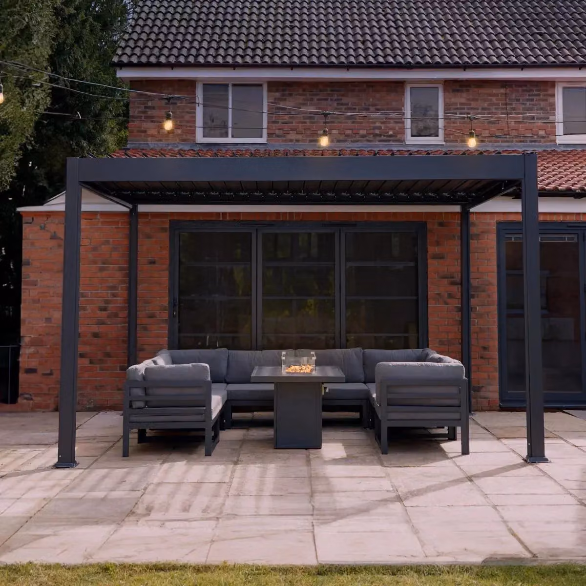 Monstershop Anthracite Aluminium Pergola in Grey, W: 300 cm, D: 300 cm, H: 250 cm – 9