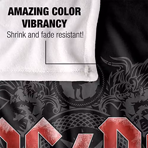 AC/DC Black Ice Super Soft Silky Touch Fleece Blanket, Multicolour – 4