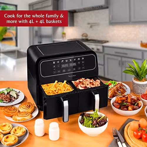 Innoteck Kitchen Pro 8L Dual Basket Air Fryer with Digital LED Display, 1700W, Black – 6