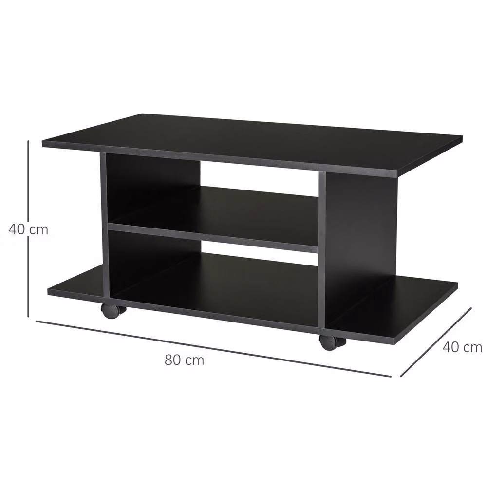STILVORA Black Minimalist TV Unit with Media Compartments and Matt Finish – 3
