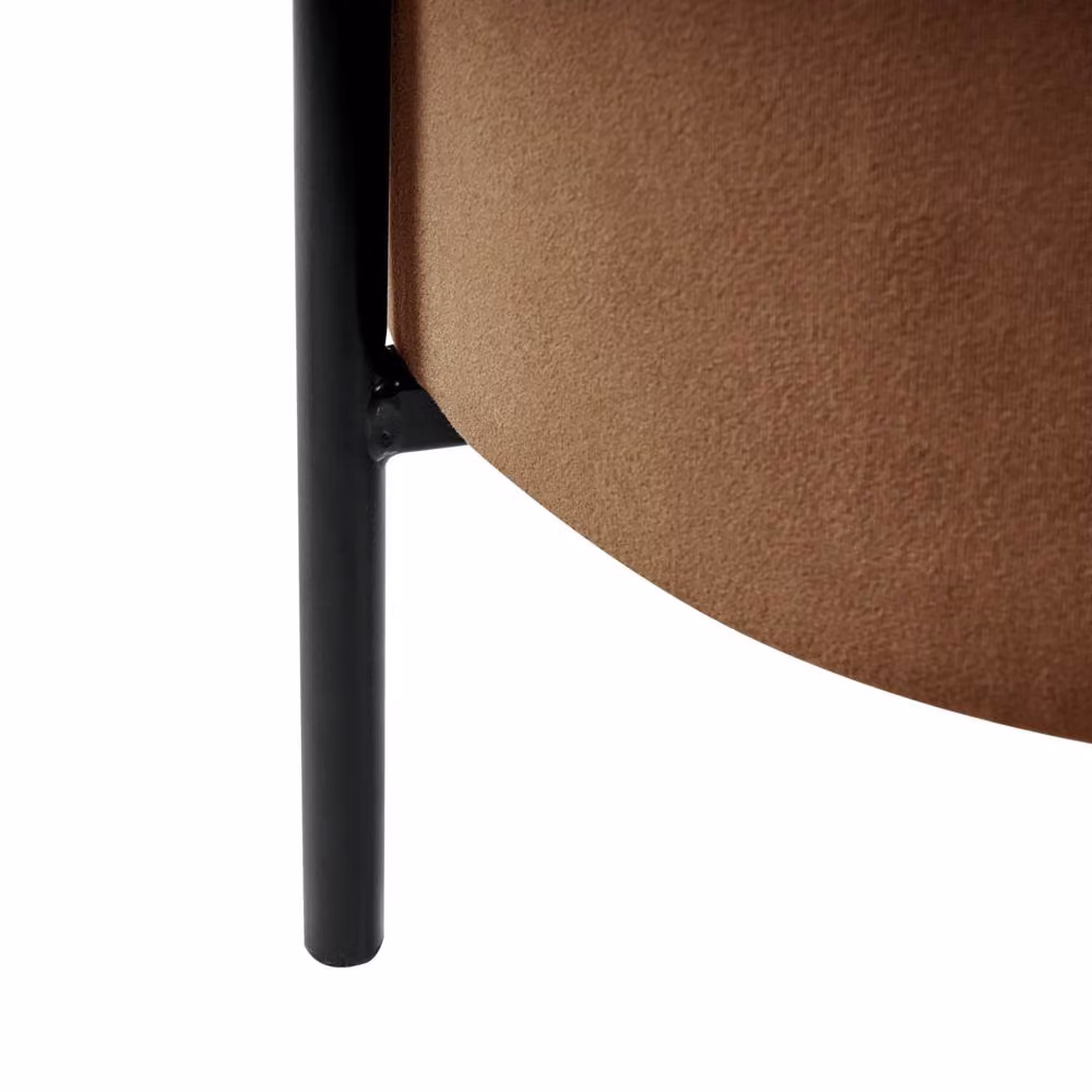 Wyld and Coco Dark Brown Velvet Storage Pouffe with Pine Wood Base – 6