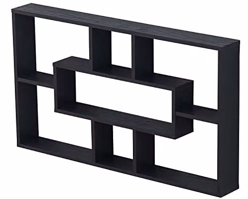 SPOT ON DEALZ Black Multi-Compartment Wall Mounted Floating Shelf for Living Room or Bedroom – 1
