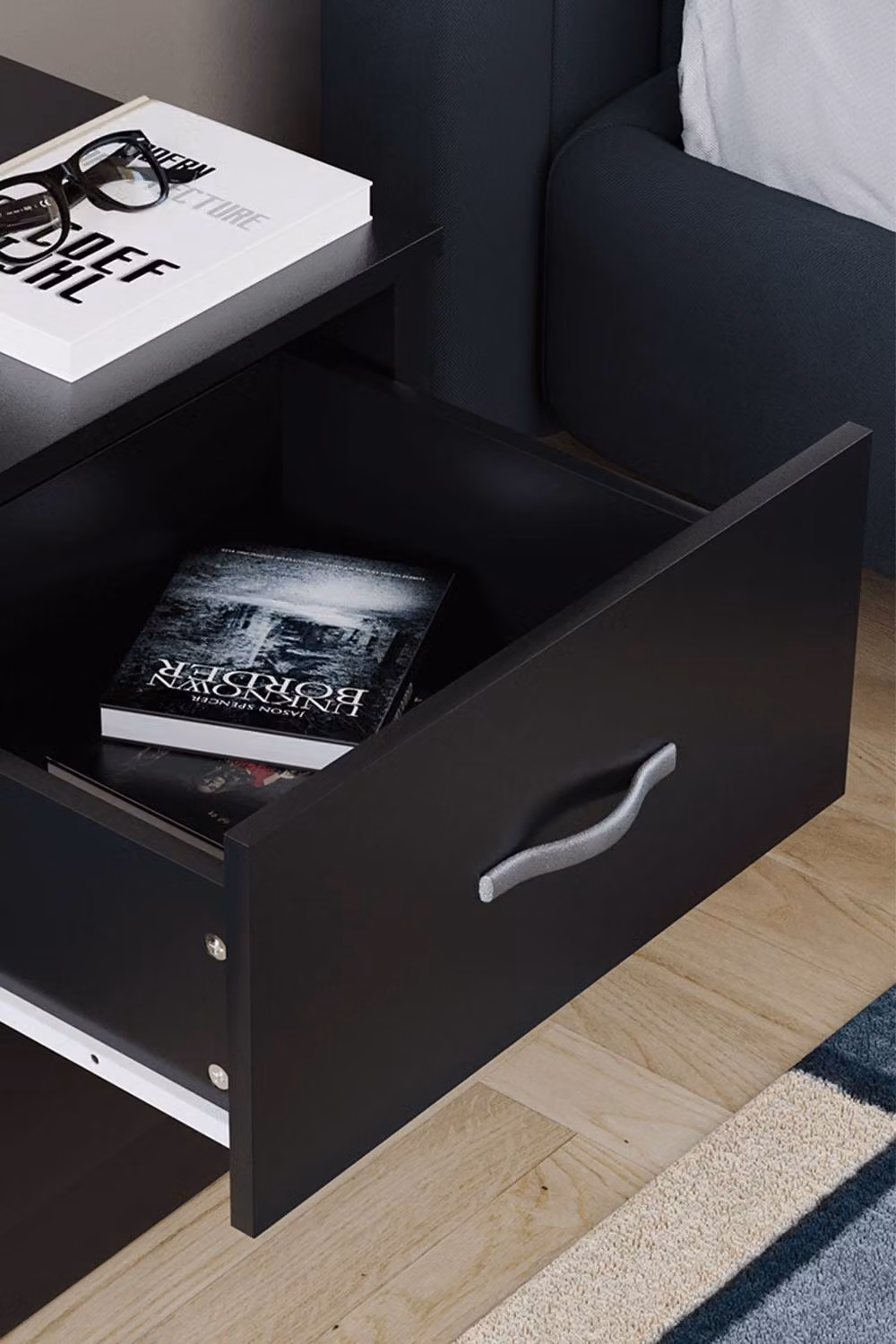 HD Designs Riano 2 Drawer Bedside Cabinet in Black – 4