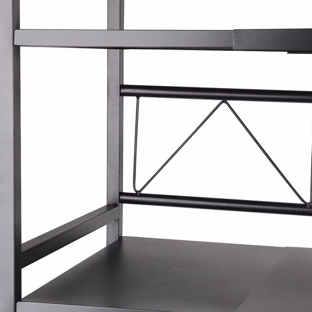 FLAVORA 2-Tier Expandable Metal Microwave Oven Rack in Black with Adjustable Shelves – 4