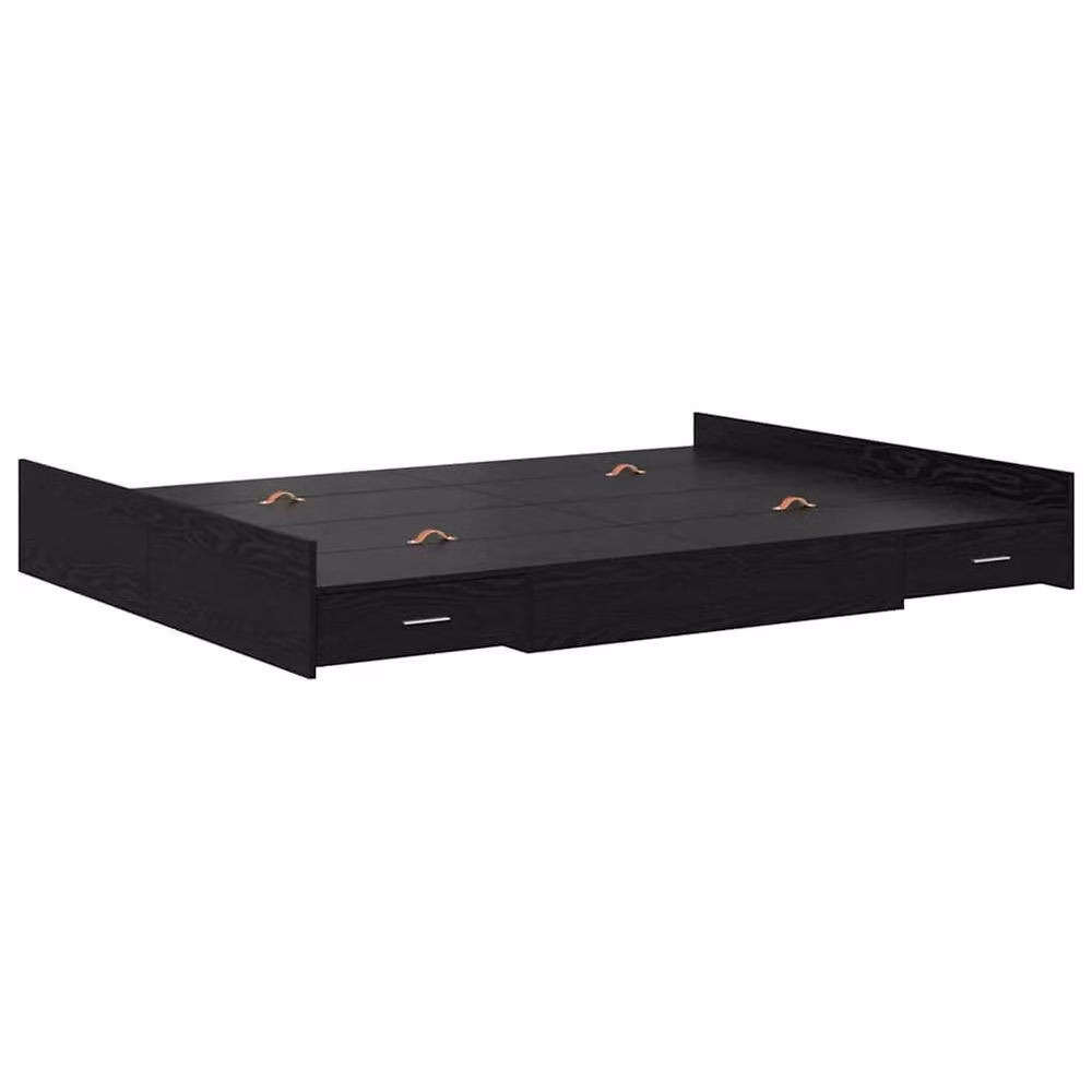 Berkfield Home Black Oak Storage Bed Frame in Engineered Wood, W/D/H: 140 x 190 cm – 3