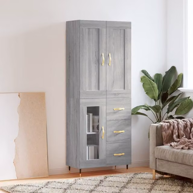 Berkfield Home Grey Sonoma Modern Highboard W/D/H: 69.5 x 34 x 180 cm – 1