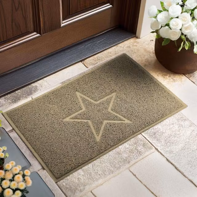 Nicoman Star Embossed PVC Spaghetti Door Mat in Beige, W: 90 cm, D: 60 cm – 1