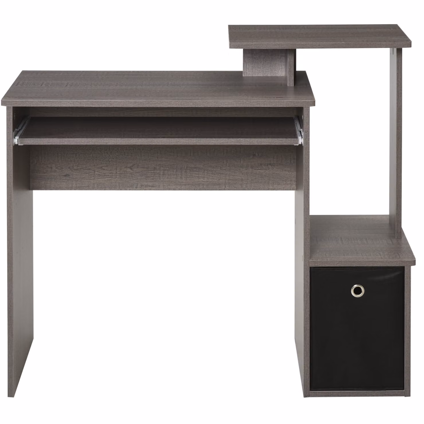 HOMCOM Grey Computer Desk with Sliding Keyboard Tray, Storage Drawer and Shelf for Home Office – 8
