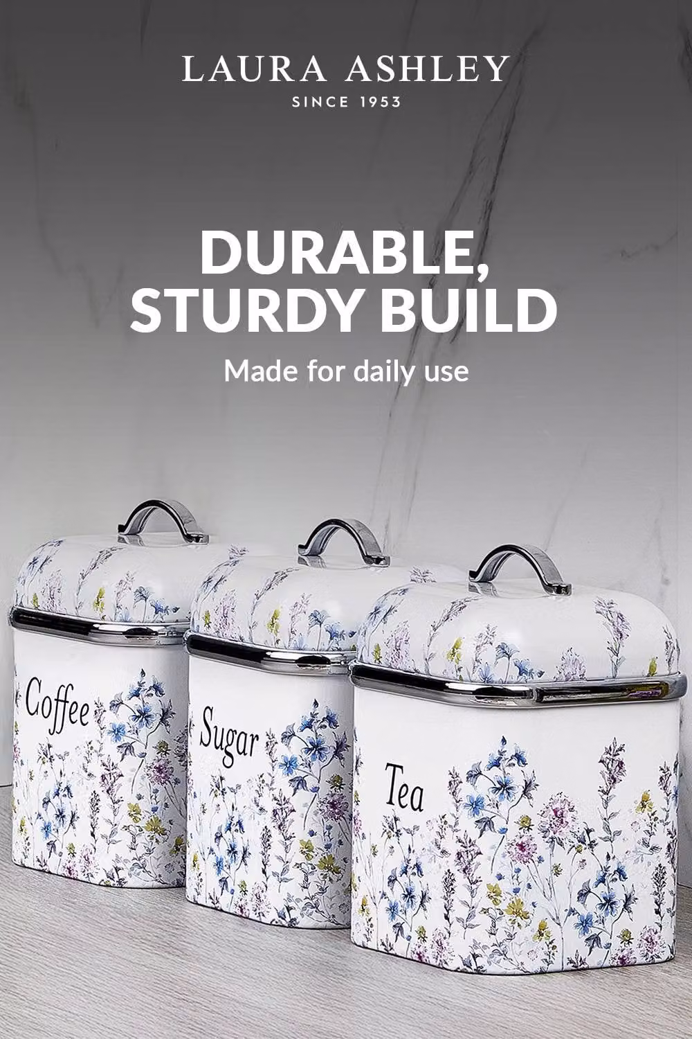 Laura Ashley Wild Meadow Floral Metal Canister Set of 3 in Multicolour – 2