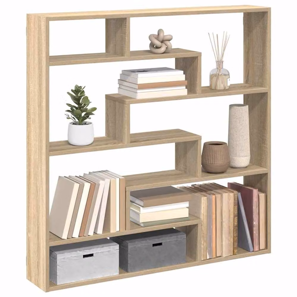 Berkfield Home Wall Mounted 7 Compartment Cube Shelf in Sonoma Oak Brown Engineered Wood – 2