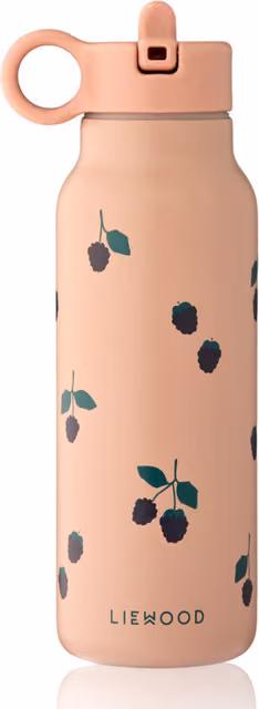 Liewood Falk Stainless Steel Water Bottle with Straw and Carry Handle, Pink Floral, 350 ml