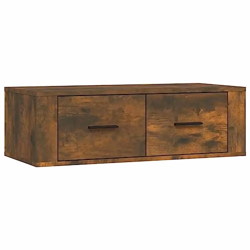 vidaXL Wall-Mounted Hanging TV Cabinet in Smoked Oak Brown, W: 80 cm, D: 36 cm, H: 25 cm