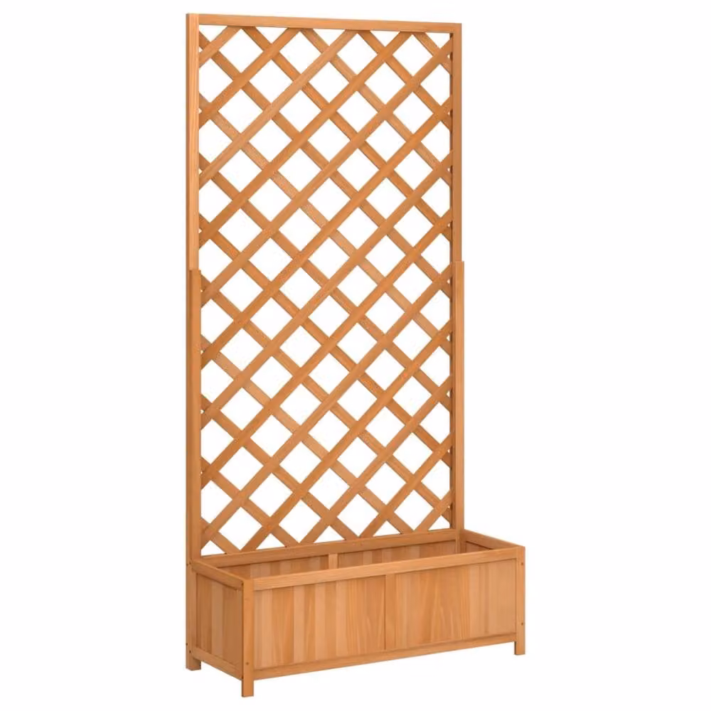 Berkfield Home Planter with Trellis in Light Brown Solid Wood Fir, H 180 x W 90 x D 35 cm – 2