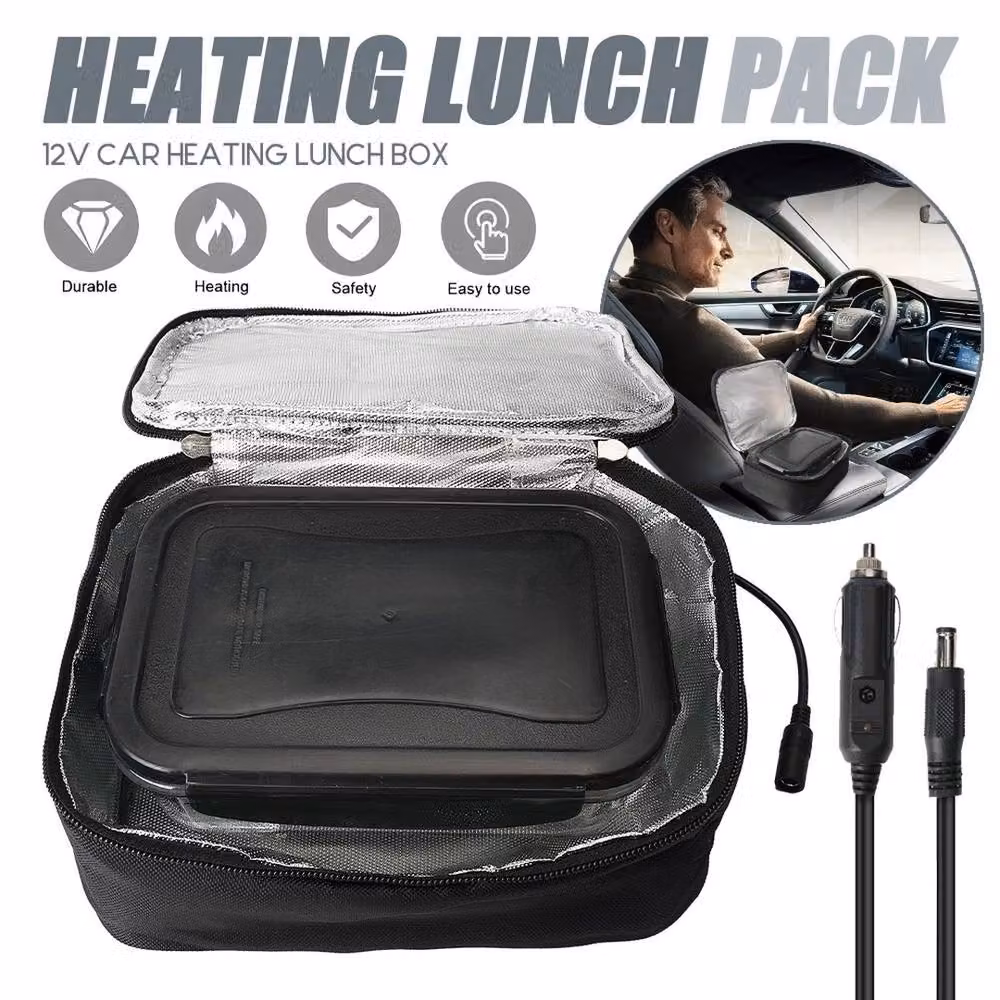 NESTLUNE 12V Electric Lunch Box Food Warmer Container, Black – 6