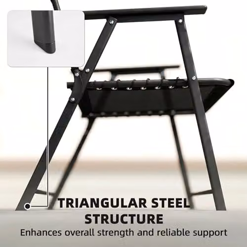 Outsunny Set of 2 Folding Garden Chairs in Black Metal – 8