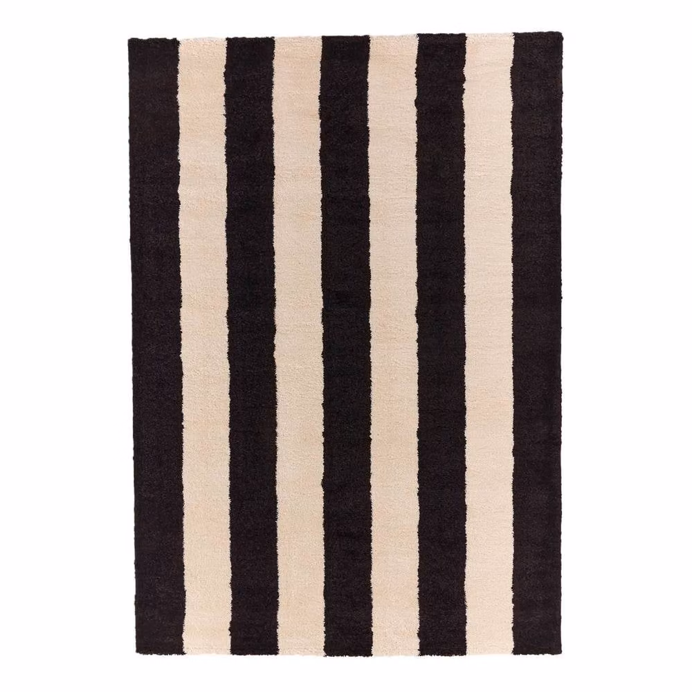 sweeek Modern Striped Indoor Rug in Black and White, W: 200 cm, D: 280 cm – 2