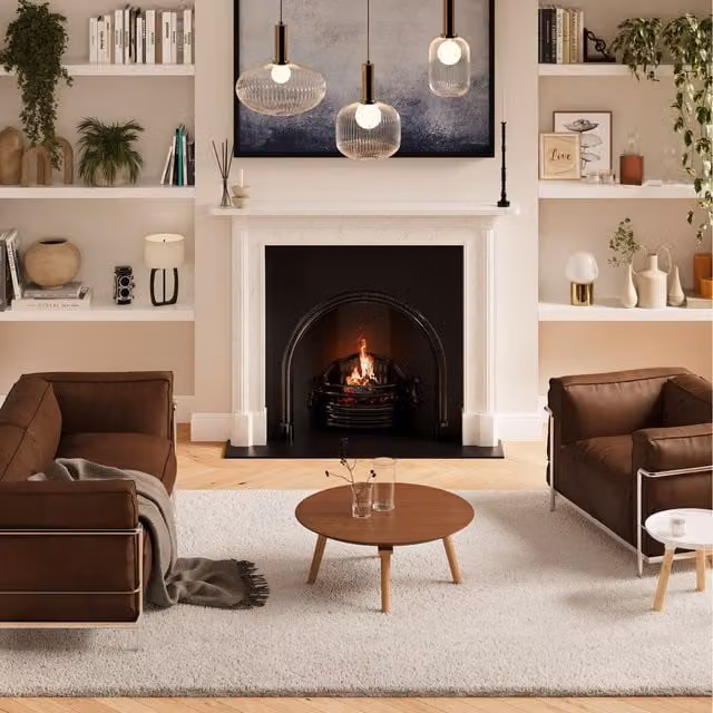 The Rug House Beige Round Shaggy Rug, Diameter: 190 cm