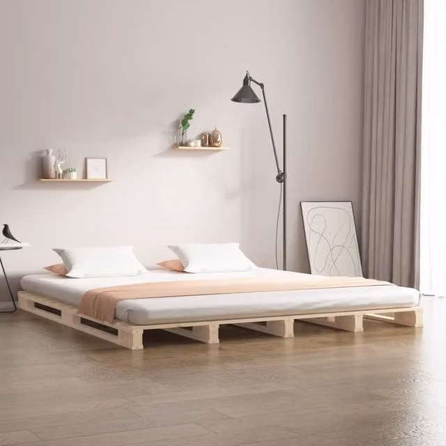 Berkfield Home Small Double Pallet Bed in Brown Pine Wood, W/D/H: 120 x 190 cm