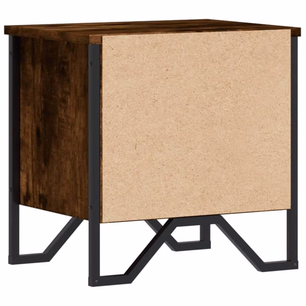 Berkfield Home Set of 2 Smoked Oak Bedside Cabinets in Brown, W/D/H: 40 x 30 x 40 cm – 6