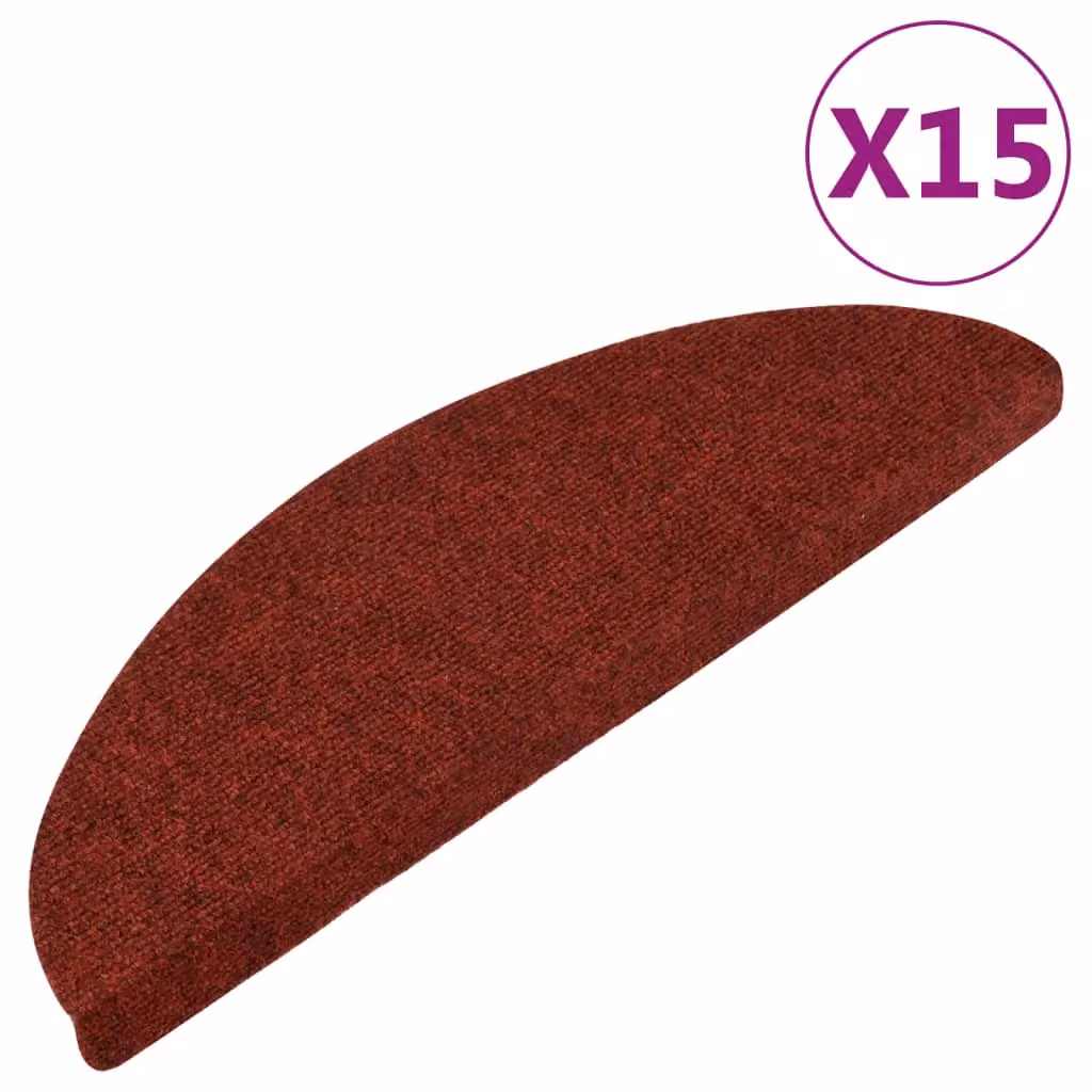 Berkfield Home Self-adhesive Non-slip Stair Mats, 15 Pieces, Red, W/D/H: 56 x 17 x 3 cm – 2