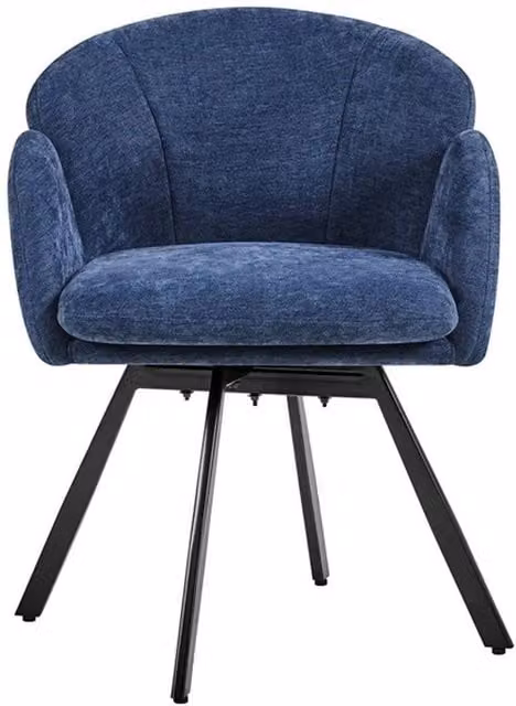 KORVIXA Blue Chenille Swivel Tub Chair for Living Room or Bedroom, W/D/H: 100 x 100 x 75 cm – 1