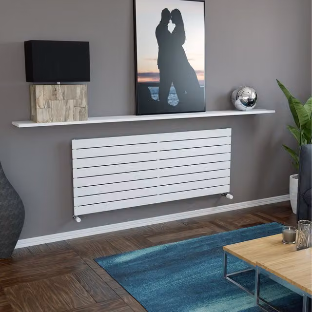 Agadon Panio Horizontal Flat Panel Designer Radiator in White, W: 150 cm, H: 59.5 cm, D: 59.5 cm