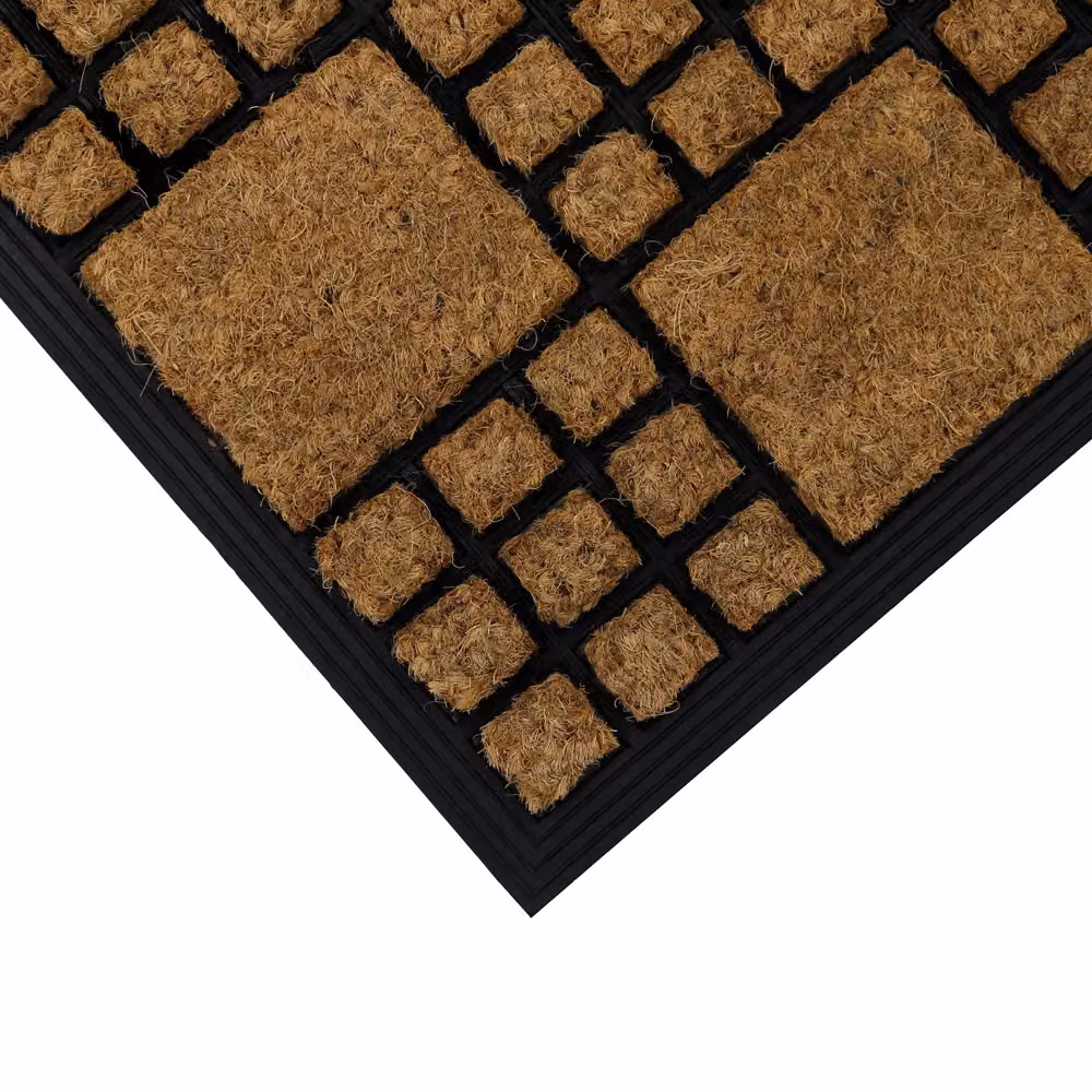 JVL Checked Coir and Rubber Backed Tuffscrape Doormat, Brown, W: 40 cm, D: 70 cm – 4