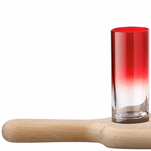 LSA International Paddle Grand Vodka Set with Hand Planed Oak Paddle in Assorted Colours – 2
