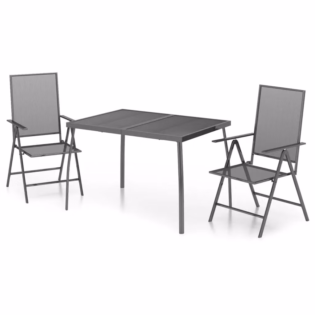 Berkfield Home 3 Piece Garden Dining Set in Anthracite Steel and Black – 2