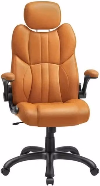 SONGMICS Ergonomic Gaming Chair in Brown and Beige Synthetic Leather with Headrest and Armrests