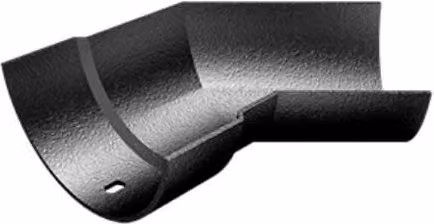 ARP Cast Aluminium Half Round Gutter Internal Angle 135 Degree 125mm Black 9005 Leatherette