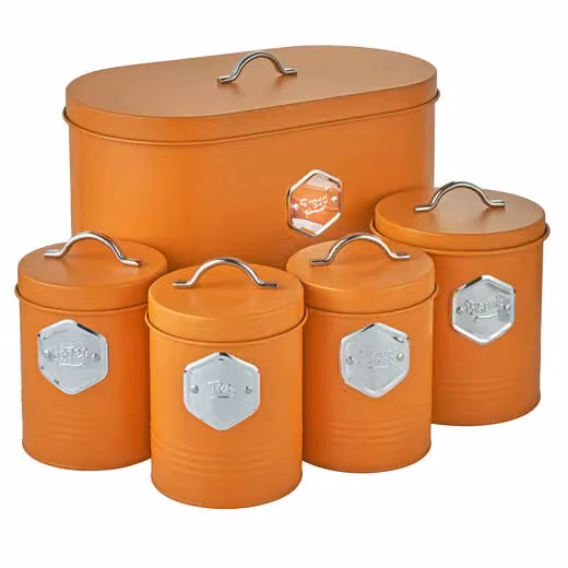 Cooks Professional 5 Piece Airtight Kitchen Storage Set in Orange with Silver Labels – 2