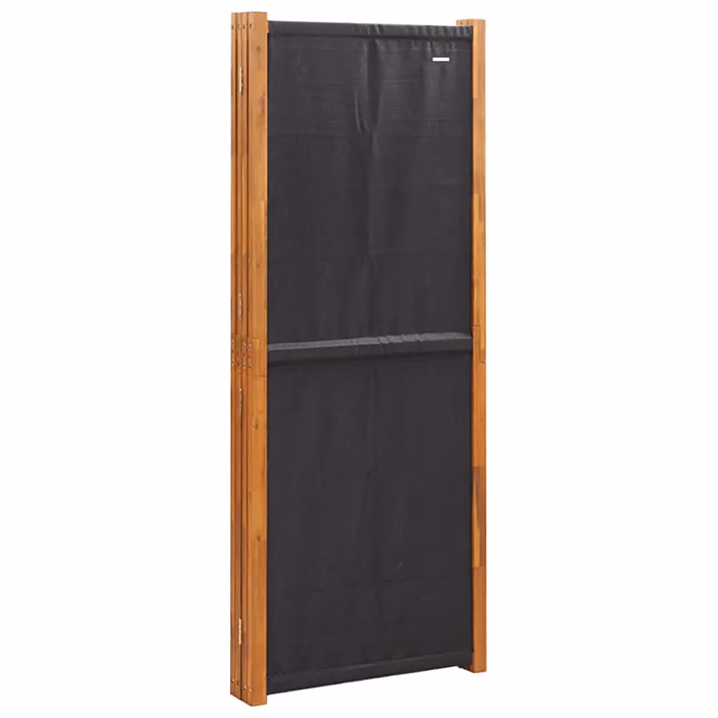 Berkfield Home 5-Panel Acacia Wood Room Divider in Black, W: 350 cm, H: 180 cm – 3