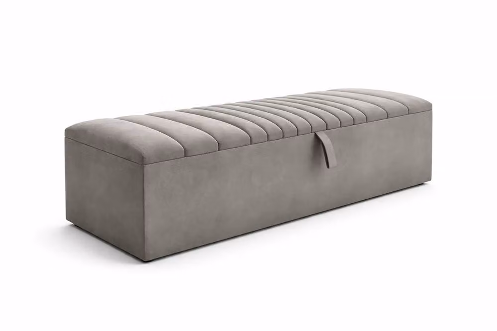 PARADISE BEDS LTD Modern Grey Velvet Ottoman Storage Footstool, W: 140 cm, D: 40 cm, H: 40 cm – 2