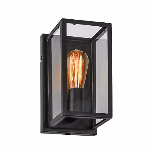 Netlighting Laverno Industrial Retro 1 Light Wall Lamp, Black, E27